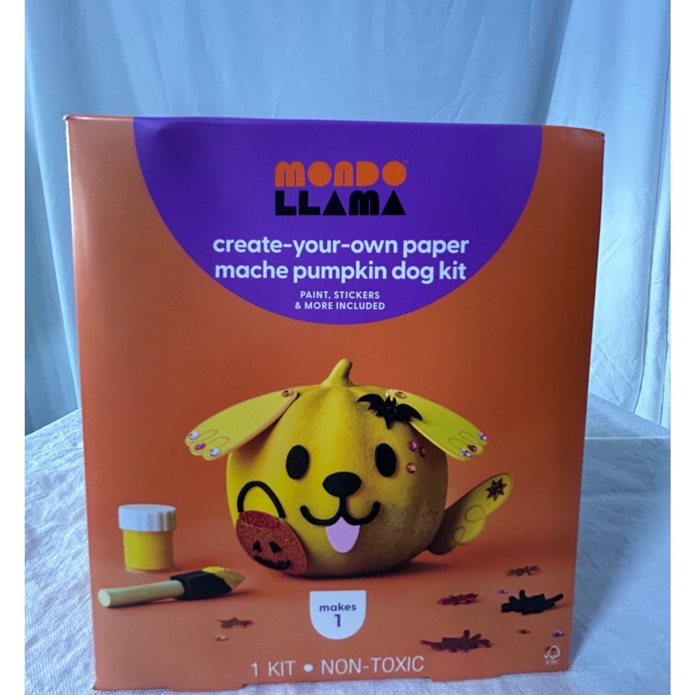 Mondo Llama Create Your Own Paper Mache Pumpkin Dog Kit Halloween DIY Craft#989